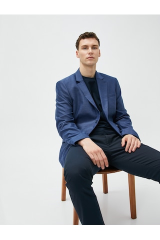 Koton Blazer Slim Fit Düğme Detaylı Cepli Lacivert 3sam50043hw 3SAM50043HW716 Lacivert