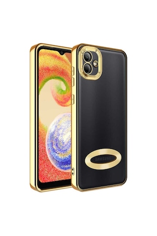 Galaxy A03 Kılıf Kamera Korumalı Logo Gösteren Zore Omega Kapak Gold