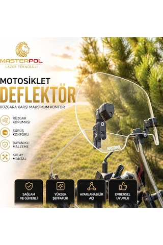 Honda Uyumlu Deflektör Rüzgar Saptırıcı Siperlik Şeffaf Motor Camı Cam Uzatma Model 3
