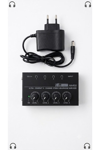 Microamp Ha400 4 Kanal Ultra Kompakt Stereo Kulaklık Amfisi 12v Adaptörlü