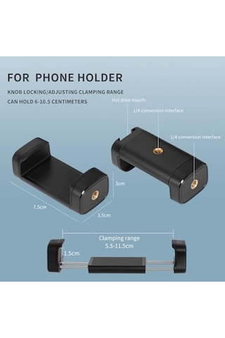 Ayarlanabilir Eklemli Sihirli Kol Kelepçe Ve Telefon Tutucu Klipsli Masa Montajı, Masa Standı, Cep Telefonu Tripod 3 Arms+kelepçe+klip