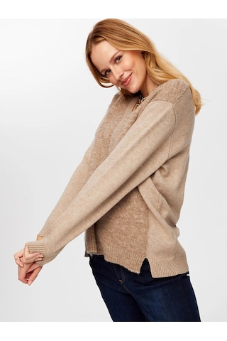 Faik Sönmez Önü Buklet Örgü V Yaka Kadın Triko Bluz W26trb014 Bej