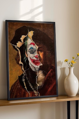 Joker Self Portrait Çerçeveli Tablo Sinemaseverlere Hediyelik Duvar Dekoru Modifiye Sanat