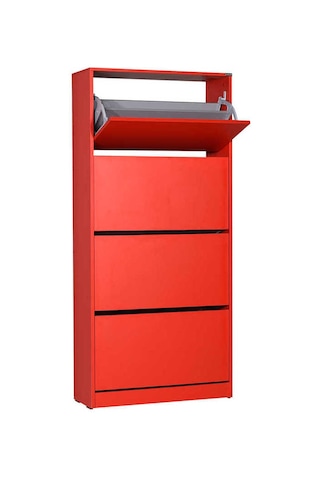 Flat Duo 4 Katlı Geniş Ayakkabılık-Kırmızı 73x157x26 cm (GxYxD) Kırmızı