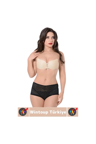 Wintoup Gündelik İç Göstermez Elastik Kaydırmaz Toparlayıcı Doğal Görünüm Yapışkan Kelebek Sütyen İkili Set Ten