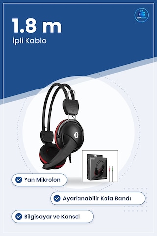 Oyuncu Kulaklık Kablolu Yan Mikrofonlu 1.8 M İpli Kablo Kafa Bant