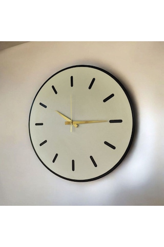 AA Shop Ahşap Beyaz Renk Sade Sayılı Hediyelik Sessiz Duvar Saati 50cm Beyaz