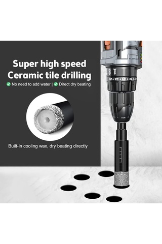 Yunboo 8mm Diamantlı Seramik, Granit, Cam Delme Aleti - Kuru Delme, Yüksek Hassasiyetli, Sürtünme Dayanıklı, Üçgen Saplı Matkap Ucu