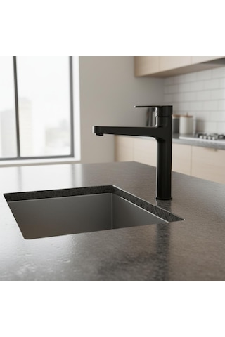 Domıno Canak Tıpı Lavabo Bataryası Sıyah Beyaz