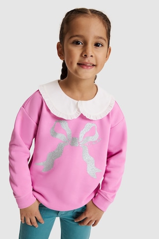 U.S. Polo Assn. Kız Çocuk Pembe Bebek Yaka Comfort Fit Gümüş Parıltılı Kurdele Desenli Sweatshirt 50329989-vr167 Koyu Pembe
