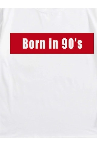 Kadın Beyaz Oversize 90's Baskılı T-shirt Beyaz-66994