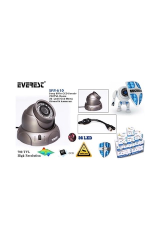 Everest Sfr-610 Sony Effio Ccd Sensör 16mm 700 Tvl Dome 36 Ledli Osd Menü Güvenlik Kamerası