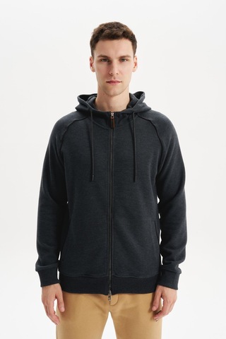 AR-MA Arma Erkek Örme Fleto Cepli Kapüşonlu Selanik Sweatshirt Regular Fit, Pamuk Polyester K30324698402 Gri