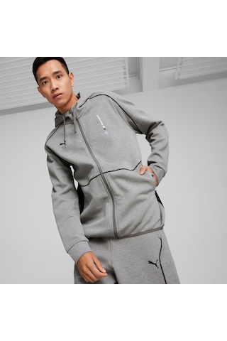 Puma Bmw Mms Hooded Fermuarlı Erkek Gri Sweatshirt 62414403 001