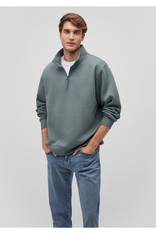 Mavi - Yarı Fermuarlı Yeşil Basic Sweatshirt 0s10278-71577 Yeşil