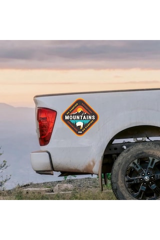 Dağ Kamp Ve Macera Sticker - Camping Adventure Mountains Sticker - Araba Oto Motosiklet Karavan Cam Sticker - 00114 40x40 Cm
