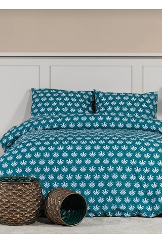 Koyu Turkuaz Batik Desenli Nevresim Takımı Çift Kişilik Koyu Mavi