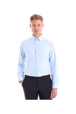Hatemoğlu Slim Fit Pamuklu Uzun Kollu Erkek Gömlek Açık Mavi