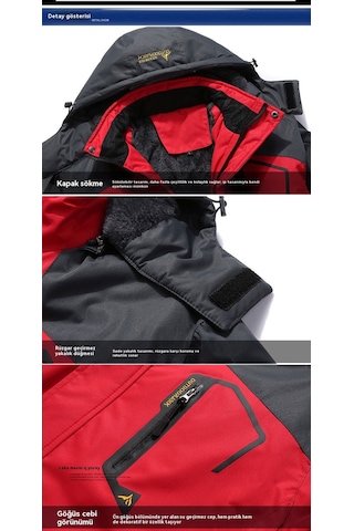 Kadın Outdoor Ceketi, Kayak Dağcılık Ceketi Kırmızı Kırmızı