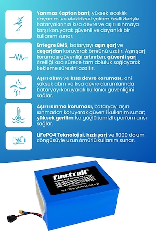Volta Vsm Uyumlu Batarya 48v 18 Ah Lifepo4 Elektrikli Bisiklet Için Akü Siyah