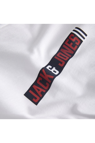 Jack & Jones Erkek Gögüs Baskili Bisiklet Yaka Tisört - Munk - 12298430 Beyaz