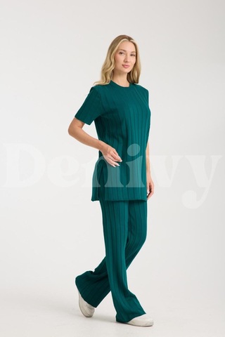 Çizgili Relax Fit İkili Takım Dnv-000019 Zümrüt Yeşili