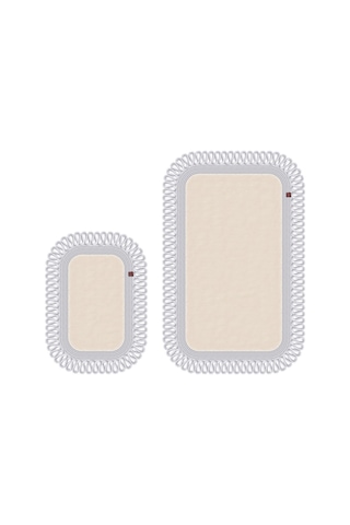 Banyo Paspası Takımı 70x110+50x70 Cm Dış Trikot Ekru & Gümüş Gri Ekru - Gümüş Gri