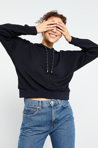 Tommy Life Lacivert Uzun Kol Rahat Form Kapüşonlu Kadın Sweatshirt - 97115 Lacivert
