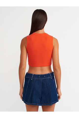 Dilvin Kadın Turuncu Kolsuz Crop Top T-shirt - 30125 Turuncu