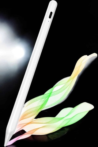 Dokunmatik Kalem Beyaz Şarjlı Yedek Uçlu Android Ve Apple iOS Uyumlu