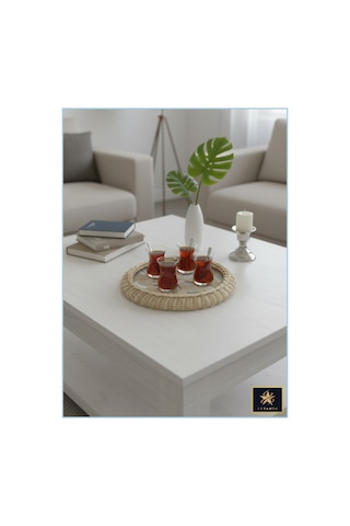 %100 Doğal El Yapımı Çok Amaçlı Dekoratif Şık Rattan Tepsi 38 Cm, 1. Sınıf, Dekoratif