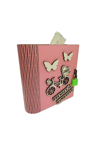 Kişiye Özel Dekoratif Ahşap Prenses Kitap Kumbara - Tipbox