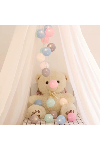 Tenfowee 6 Cm Pamuk Topu Led Işıkları - Şeker Rengi, 3 Metre 20 Ampul, Pilli Kullanim, Noel Ve Ev Dekorasyonu Icin Sıcak Işık Atmosferi Renk