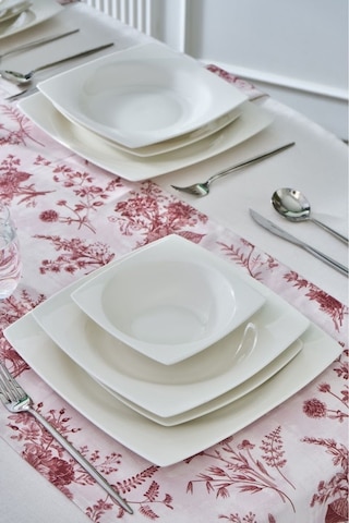 Karaca  Square Bone Mensa 24 Parça 6 Kişilik Yemek Takımı Beyaz