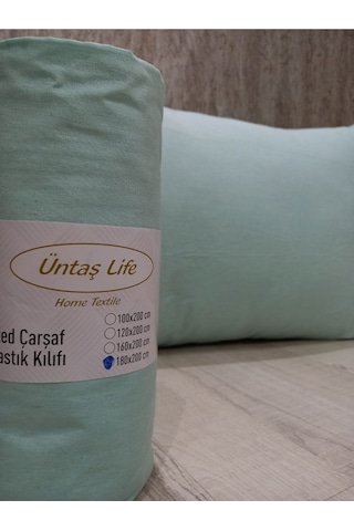 Üntaş Tek Kişilik Lastikli Çarşaf + Yastık Kılıfı Mint Yeşili 1 Adet