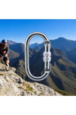 Ayrex Badem10 Oval Karabina Kilitli 10 Mm Kanca Paslanmaz Çelik Kilit Tırmanma Kamp Ekipman Tırmanış İp Askı Kili