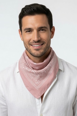 Mollycrush Unisex Pudra Pembe Şal Desenli Bandana Günlük Saç Aksesuarı, Boyunluk Ve Outdoor Fular Pembe