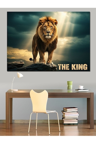 Aslan "the King" Yazısı Dekoratif Kanvas - Mdf Ahşap Tablo