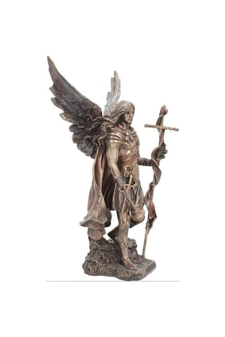 Aziz Gabriel Bronz Melek Heykel Biblo Dekor