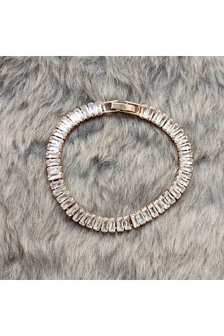 Chavin Su Yolu Baget Beyaz Taşlı Rose Gold Bayan Bileklik es53 Bronz