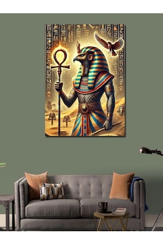 Kanvas Tablo Mısır Tanrısı Ve Hiyeroglifler 70cmx100cm