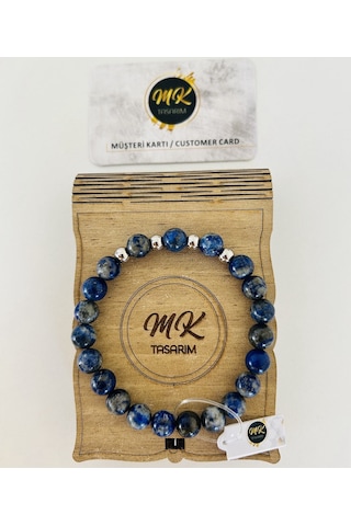 Mk Tasarım Gerçek Lapis Lazuli Taşı Bileklik Mk.001.003 Çok Renkli