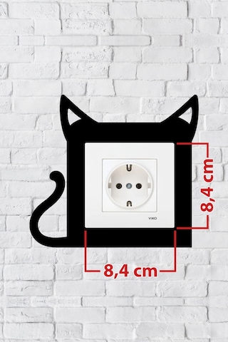Kedi Tasarım Priz Çerçevesi İç Ölçü 8,4x8,4 Cm Dekoratif Priz - Anahtar Çerçevesi