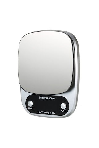 Youtek Güçlü Ev Mutfak Dijital Terazi - 3kg/0.1g Hassasiyetli, Sulu Yüzeyli, Taşınabilir, Gümüş Rengi, Pil Dahil Değil Gümüş