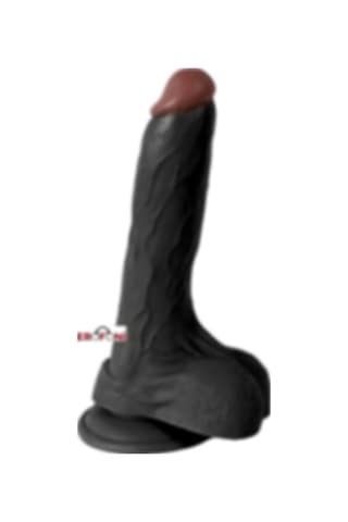 Erofoni Yeni Nesil Süper Realistik 19 CM İnce Yapılı Vantuzlu Gerçekçi Yapay Siyah Zenci Süper Dildo Penis﻿﻿