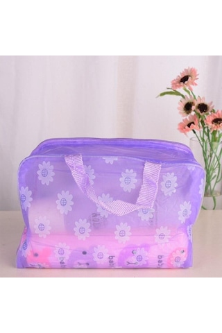 Etya Pvc Su Geçirmez Çiçek Baskılı Makyaj Çantası