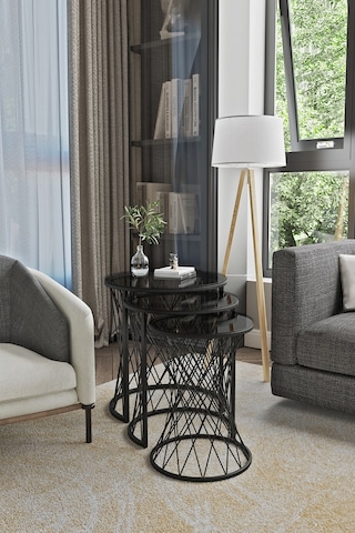 Emga Home Zenith Zigon Sehpa - Füme Cam Füme