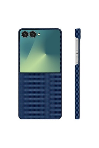 Samsung Galaxy Uyumlu Z Flip 7 Kılıf M-safe Şarj Özellikli Zore Paris Zerre Sert Pc Kapak Samsung Galaxy Uyumlu Z Flip 7 Zore Paris - Lacivert