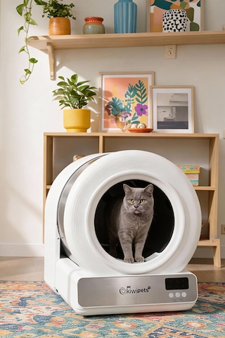Kiwipets KPLB-10771 Akıllı Kendi Kendini Temizleyen Kedi Tuvaleti Geniş İç Hacim & Koku Giderici 60 L