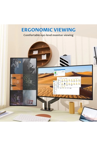 Ergoflex Ef252d Çift Kol 13-32 İnch Amortisörlü Monitör Standı